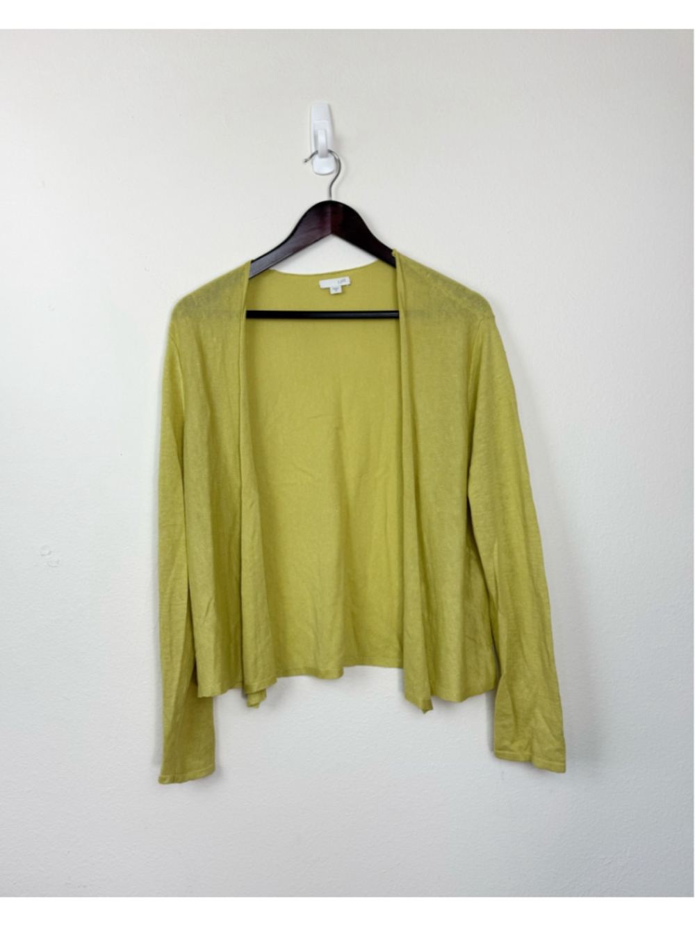 J.Jill Cardigan Women Sweater Medium Linen Blend Green Chartreuse preppy grandma